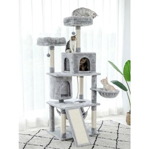 Pet Cats Tree House Condo Perch Entertainment Playground Stable Furniture for Cats Kittens Multi-Level Tower for Large Cats Cozy
