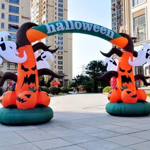 20 Foot Halloween Inflatable Ghosts Pumpkin Archway Arch LED Light Decor Huge Outdoor Market Holiday Decorations Inflatables Toy