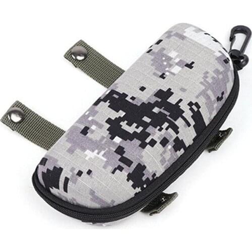 Camouflage Sunglasses Case Outdoor Portable Zipper Glasses Case Belt Sunglasses Organizer Storage Box for Outdoor Camping Hiking