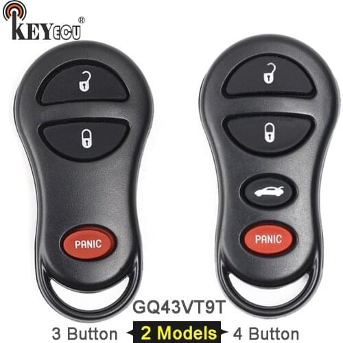 KEYECU FCC:GQ43VT9T 2+1/ 3+1 3 4 Button Remote Key Fob for Chrysler Concorde Neon, for Dodge Interpid Neon Plymouth Neon