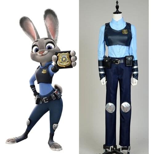 Hot Rabbit Officer Judy Hopps Cosplay Costume Adult Women Blue Full Sets Halloween Carnival Costume