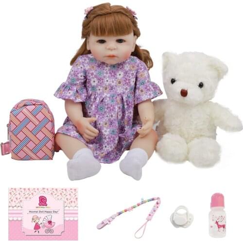18 Inch Lovely Reborn Baby Doll Silicone Full Body Realistic Princess Newborn Doll For Kid Birthday Gift Child Shower Toy 48CM