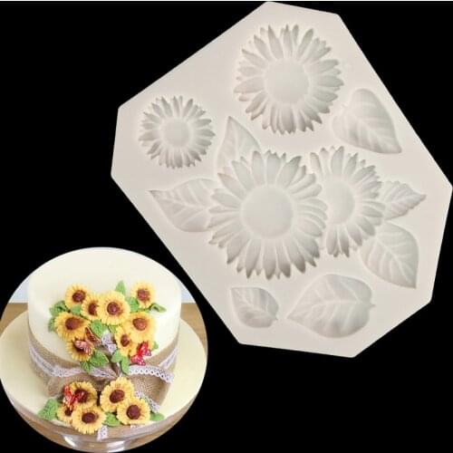 Minsunbak plant Sunflower Chrysanthemum DIY Fondant Silicone Mould Chocolate cake decoration Sugar craft tools