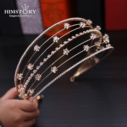 HIMSTORY Multi-layer Elegant Star Wedding Headbands Tiaras Bridal Hairbands Wedding Hair Accessory Prom Party Evening Hairwear
