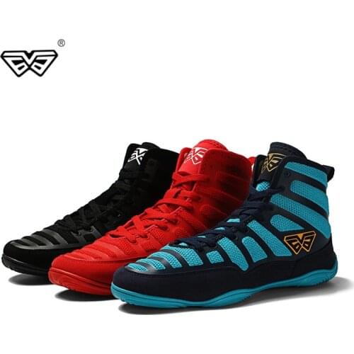New Men Professional Boxing Wrestling Shoes Rubber Outsole Breathable Combat Sneakers Lace-up Training Fighting Boots