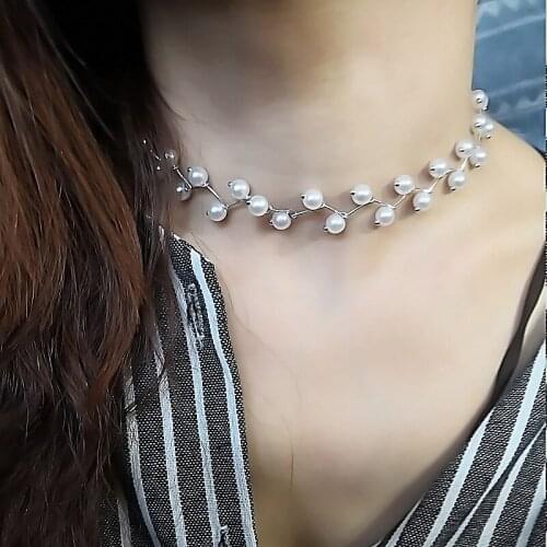 2020 Fashion New Korean Style Luxury Pearl Chokers Necklaces for Women Choker Statement Pearl Neckband Party Jewelry