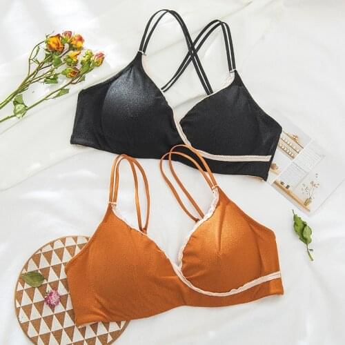 Wasteheart New Women Fashion Orange Pink Sexy Lingerie Bras Cotton Panties Wireless Bra Sets Underwear A B Luxury Franch
