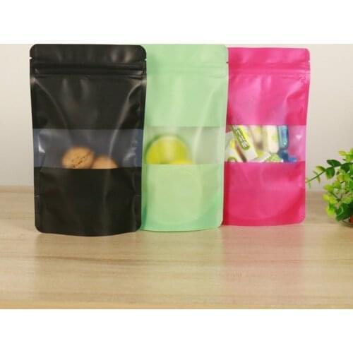 50pcs Heat Sealable Coffee Bags Bulk Zip Lock Storage Bags Matte Aluminum Foil Stand Up Coffee Bean Bags with Clear Window