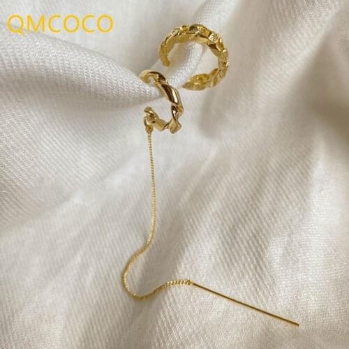 QMCOCO 925 Silver Simple Classic Hollow Out Semi-Circular Design Long Tassel Earrings Chain Eardrop Party Gift For Girl