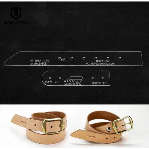 WUTA 892 Leather Craft Belt Templates Clear Acrylic Belt Buckle Head End Template Tools DIY Belt Size 29/34/39mm width Available