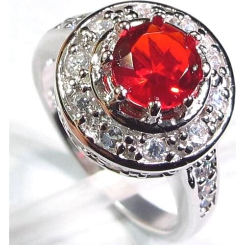 SHUNXUNZE Noble Generous charm Wedding rings Jewelry for women dropshipping Red Cubic Zirconia Rhodium Plated R121 size 6 7 8 9