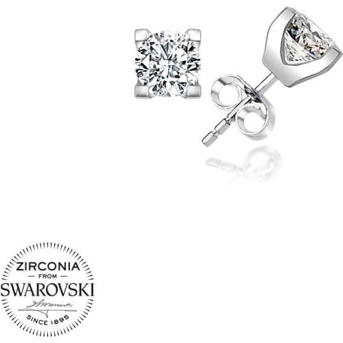 Silverlina Silver Swarovski Zirconia Cubic Zirconia Solitaire Earrings