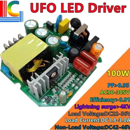 100W UFO LED Constant Current Source Industrial and Mining lights round corn lamp isolation power supply 0.6A 1.2A 2.4A 2.7A 3A