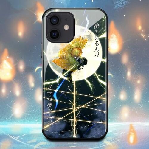 Japan Demon Slayer Kamado Tanjirou Phone Case For Iphone12 11 12Pro 12Mini 6 6s 7 8 Plus X XR XS Max Tempered glass shell Cover
