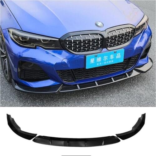 ABS Bright Black Bumper Front Lip + Rear Diffuser + Spoiler + Side Skirt Protector Cover For BMW 3 Series G20 G28 2020 2021 2022