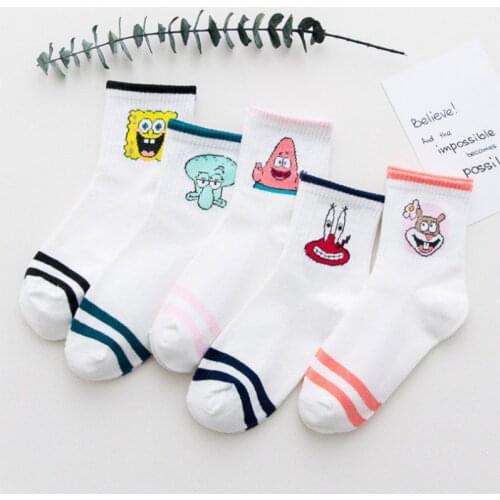 Women Cartoon Character Cotton Socks Art Female Character Patterend Short Cute Socks Hipster Fashion Animal Print Ankle Socks