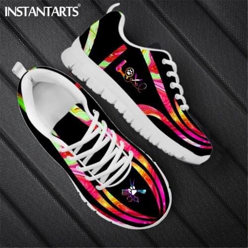INSTANTARTS Dog Groomer Love Art Design Breathable Spring Women Shoes Flats Sneakers Spring/Autumn Mesh Lace Up Walking Shoe