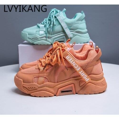 Sneakers Platform Designers 2020 Summer Casual Shoes Woman Mesh Lace Up Korean Fashion Basket Female Trainers White