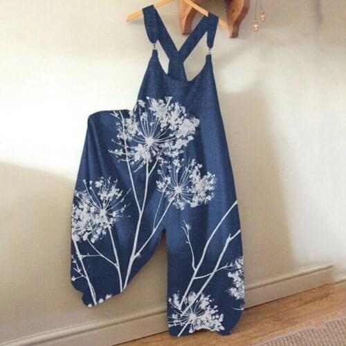 2021 Women Casual Jumpsuits Vintage Linen Solid Rompers Lace Up Strappy Loose Wide Leg Dungarees Bib Overalls Female Playsuits