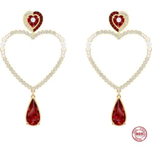 2020 New Fashion Charm Sterling Silver Original 1:1 Copy, Red Love Romantic Fashion Stud Earrings Women Luxury Jewelry Gifts