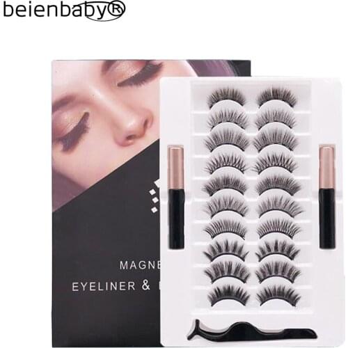 10 Pairs Of Magnet Eyelashes Natural Set Double Tube Magnetic Liquid Eyeliner