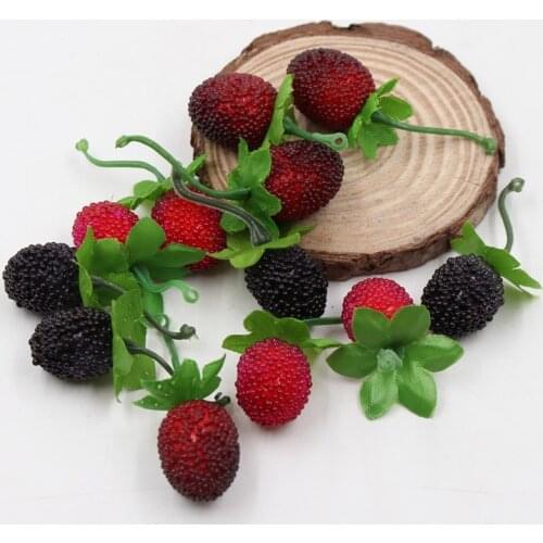 10pcs Cheap Fake Fruit Glass Strawberry Christmas Red Cherry Stamen Mini Berries Artificial Flower Pearlized Wedding Decoration