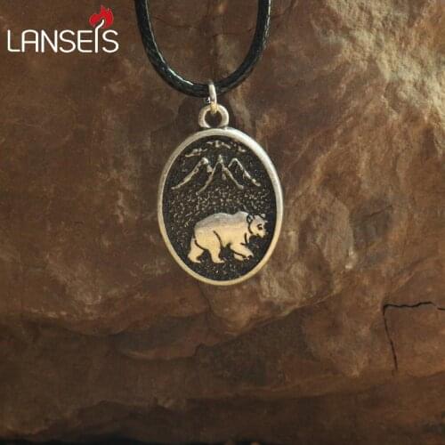 Lanseis 10pcs hot sell Handmade viking bear pendant animal necklace girls boy nart jewelry