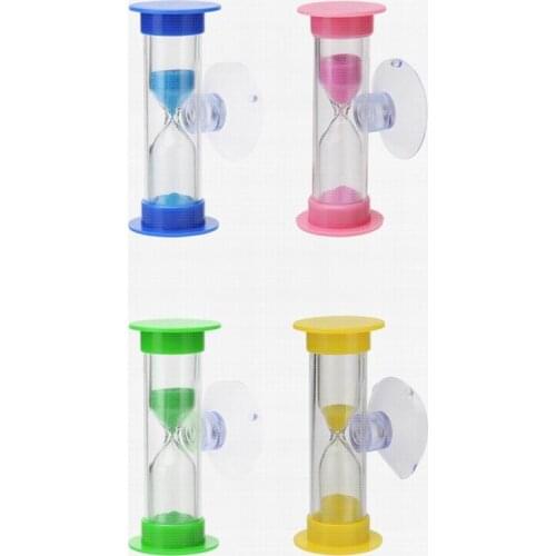 100PCS 2/3 Min Hourglasses For Shower/Teeth Brushing Timer With Suction Cup Sandglass Sand Clock Home Decor Random Color