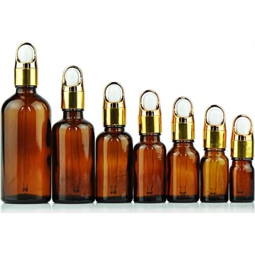 Cosmetic Container Glass Essential Oil Bottle Dark Brown Dropper Bottle Flower Basket Cover Empty Refillable Perfume Vial 20 pcs