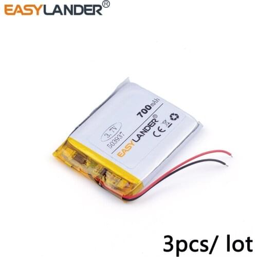 3pcs /Lot 503937 3.7v lithium Li ion polymer rechargeable battery MP3 MP4 700MAH small toy sound box driving recorder camcorder