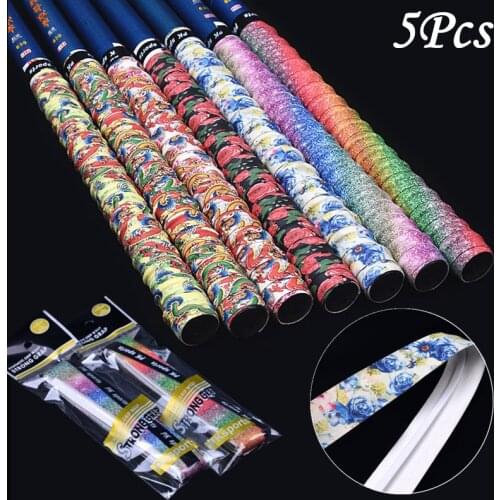 5pc/set Anti-slip Absorb Sweat Racket Tape Handle Grip Sweat Band Tennis Badminton Glue for Racket Sweat Tape