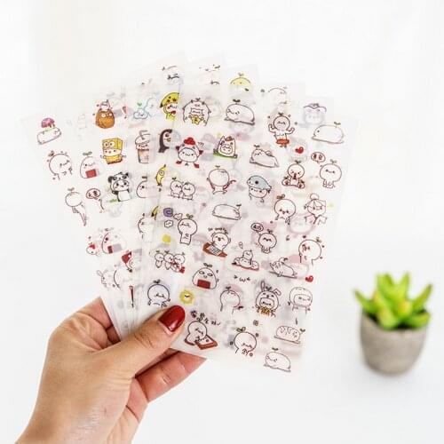 6 Sheets/Pack Cute Kawaii Pet Decoration Scrapbooking Stickers Transparent PVC Stationery Planner Stickers
