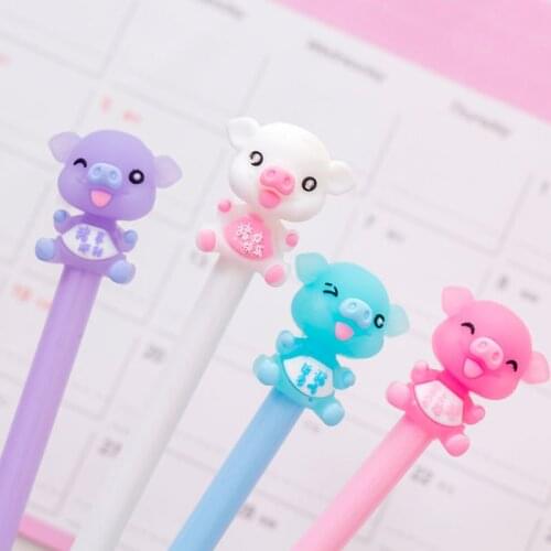60pcs lot kawaii pen creative happy lucky pig gel pens for school office cute stationary supplies kawaii animal pens for kids