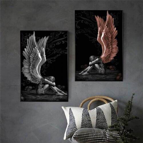 Abstract Crying Girl With Wings Canvas Paintings Wall Art Prints Poster Living Room Paintings On The Wall Home Decor