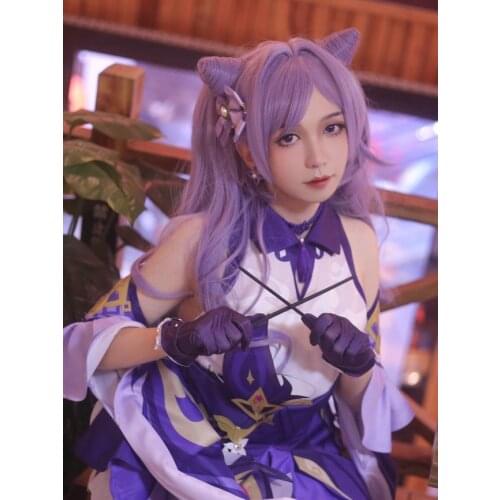 Anime Game Genshin Impact Keqing Cospaly Clothing Suit Girl COS Performance Costume Liyue Halloween Party Role Playing Set