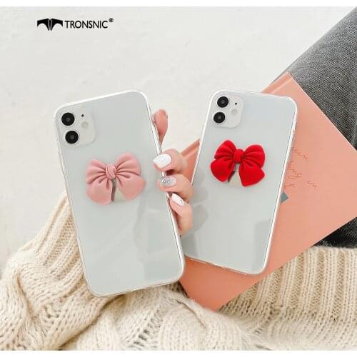 Bow Knot Phone Case for iPhone 12 11 Pro Max XR XS MAX Soft Luxury Transparent Silicone Girl Case for iPhone 5s 6 7 8 Plus Cover