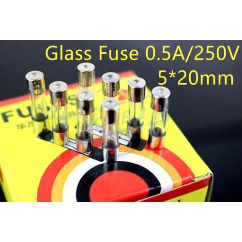 Free Shipping 0.5A /250V Glass Tube Fuse Fast Break With pin 5*20mm