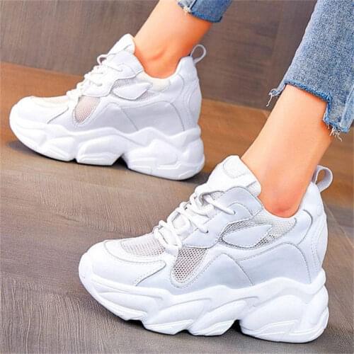 Fashion Sneakers Sandals Womens Platform Wedges Cow Leather Summer Ankle Boots High Heels Round Toe Shoe 34 35 36 37 38 39