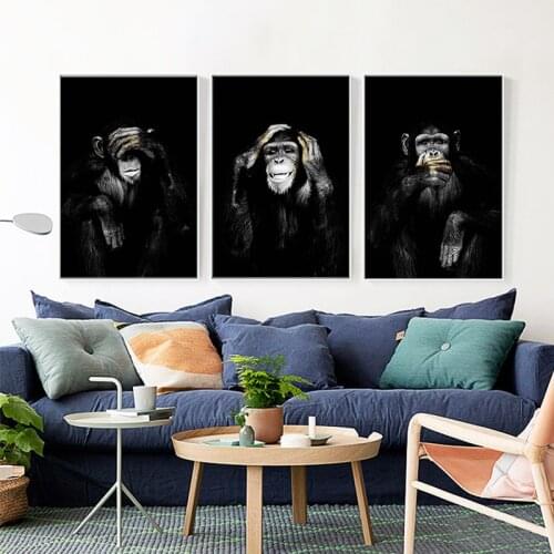 RELIABLI ART Great Big Canvas Poster Canvas Painting Animal Wall Art Funny Monkey Poster and Print for Living Room Home Decor
