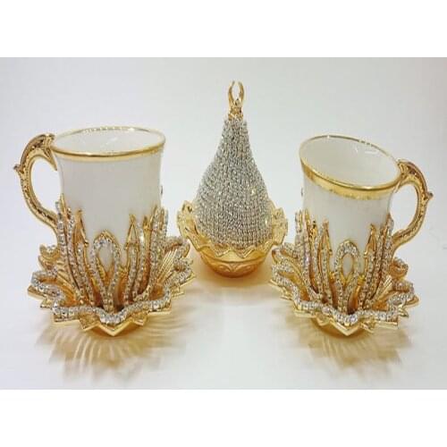 Home Turkish Kitchen Espresso Tea Set Special Presentation with Golden Tray