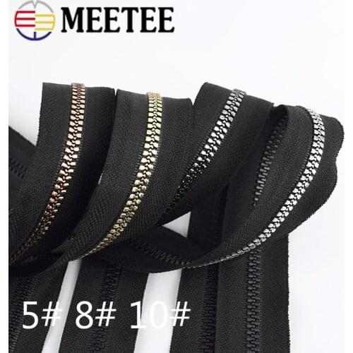 Meetee 2/4M 5# 8# 10# Resin Zipper Coded Coil Zippers for Sewing Bag Zips Repair Open-end Jackets Zip DIY Garment Accessories