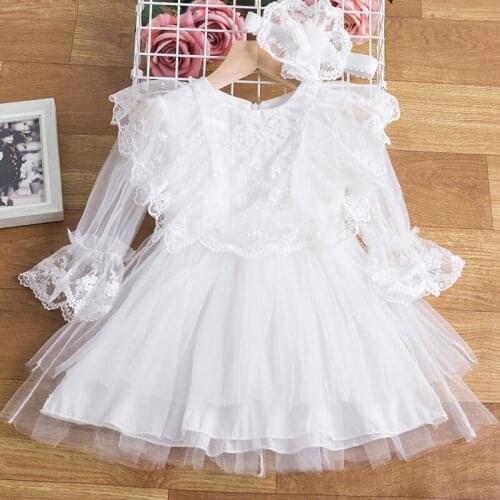 Princess Dress Toddler Lace White Dress For Baby Girls Clothes Wedding Flower Girls Vestidos Newborns Birthday Party Prom Gown