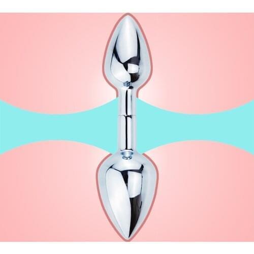 Metal Butt Plug for Woman Man Lesbian Gay Detachable Dual Butt Plug with Long Vibrator Anal Dilator Ball Smooth Erotic Sex Toys