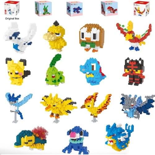 Mini Building Blocks 3D DIY Micro Brick Block Gift Toy Pokemon Cyndaquil Farfetch'd Jolteon Ho-Oh Onix Vaporeon Venusaur Popplio
