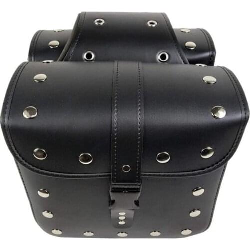 Motorcycle Saddle Bags, 2 Pack Universal PU Leather Saddlebags for Honda Shadow Suzuki Boulevard Sportster