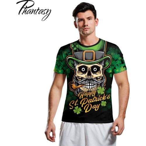 Phantasy St. Patricks Day T-shirt Fashion Outdoor Mens Clothing Casual Costume O-Neck Cute Animal Print Short Sleeve Tops