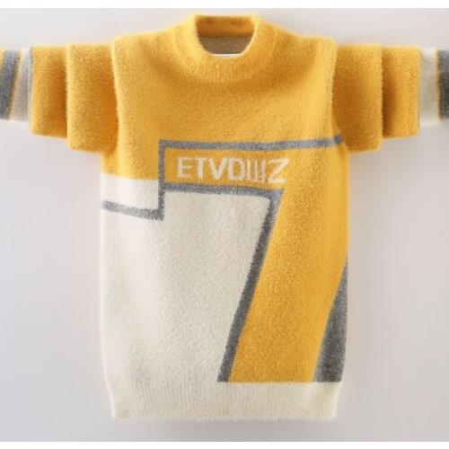 2020 Mens Clothes Boys Sweaters Round Neck Pullover Korean Fashion Clothing Mink Velvet Thickened Children Knitted Sweater
