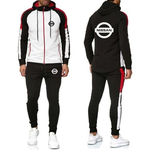 New 2020 Men Sets Nissan Car Logo Printed Fashion Spring Autumn Casual Men Hoodie Men Jacket+Pants Suit 2pcs