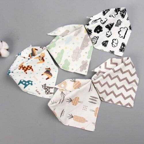 5 Pcs Baby Bib Soft Cotton Baby Drool Bibs Cute Triangle Scarf Comfortable Drooling and Teething Towel Saliva Towel for Newborn