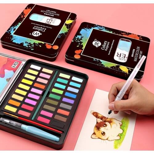 Professional Watercolors Painting Set With Paint Brush 36 Colors Solid Watercolor Paint Art Sets for Painting Loves Art Supplies